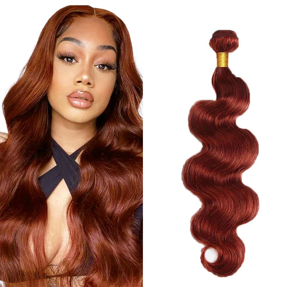 Color 30 Bundles Human Hair Light Brown Body Wave Bundles 12 inch Peruvian Grade 8A Virgin Hair 1 Bundle 30 Honey Brown Bundle 110g