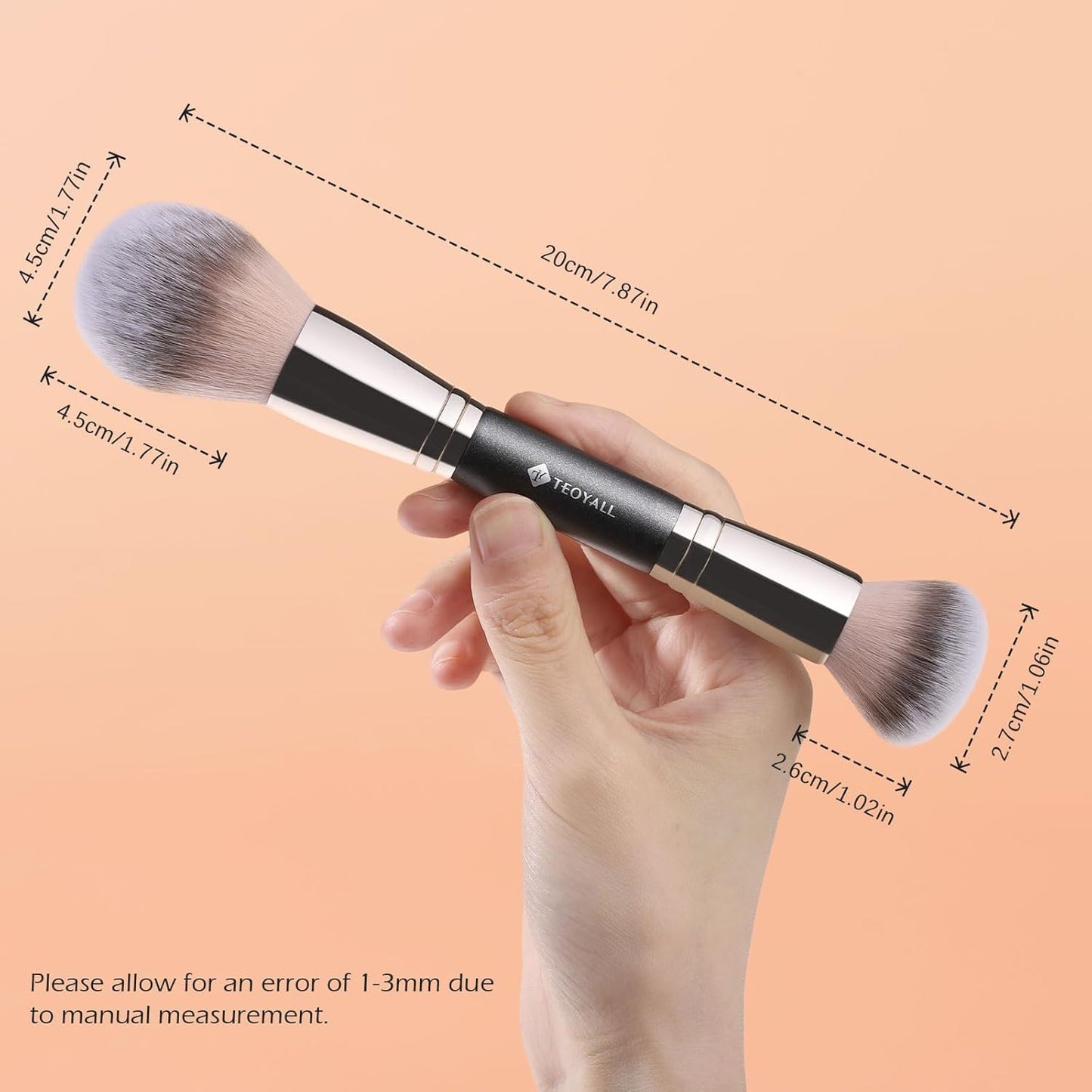 Dual-Ended Setting Powder Brush - Plush Fluffy Synthetic Bristles for Bronzer & Contour