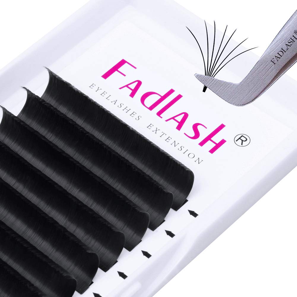 Easy Fan Lash Extensions - D Curl 0.07 Volume Mixed Trays | Soft Individual Lashes 8-14mm