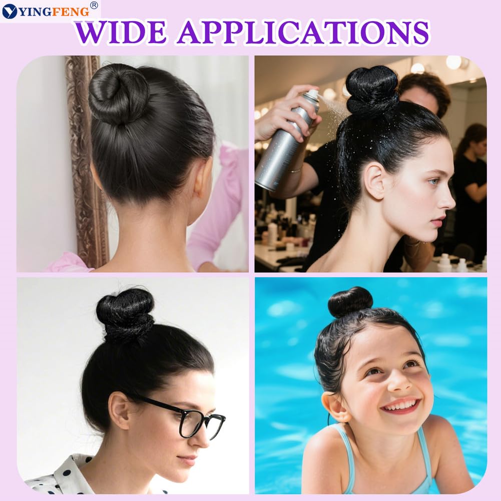 134 Pcs Black Hair Bun Maker Kit - 4 Donuts, 20 Nets, 100 Bobby Pins | Kids & Women Hair Accessories