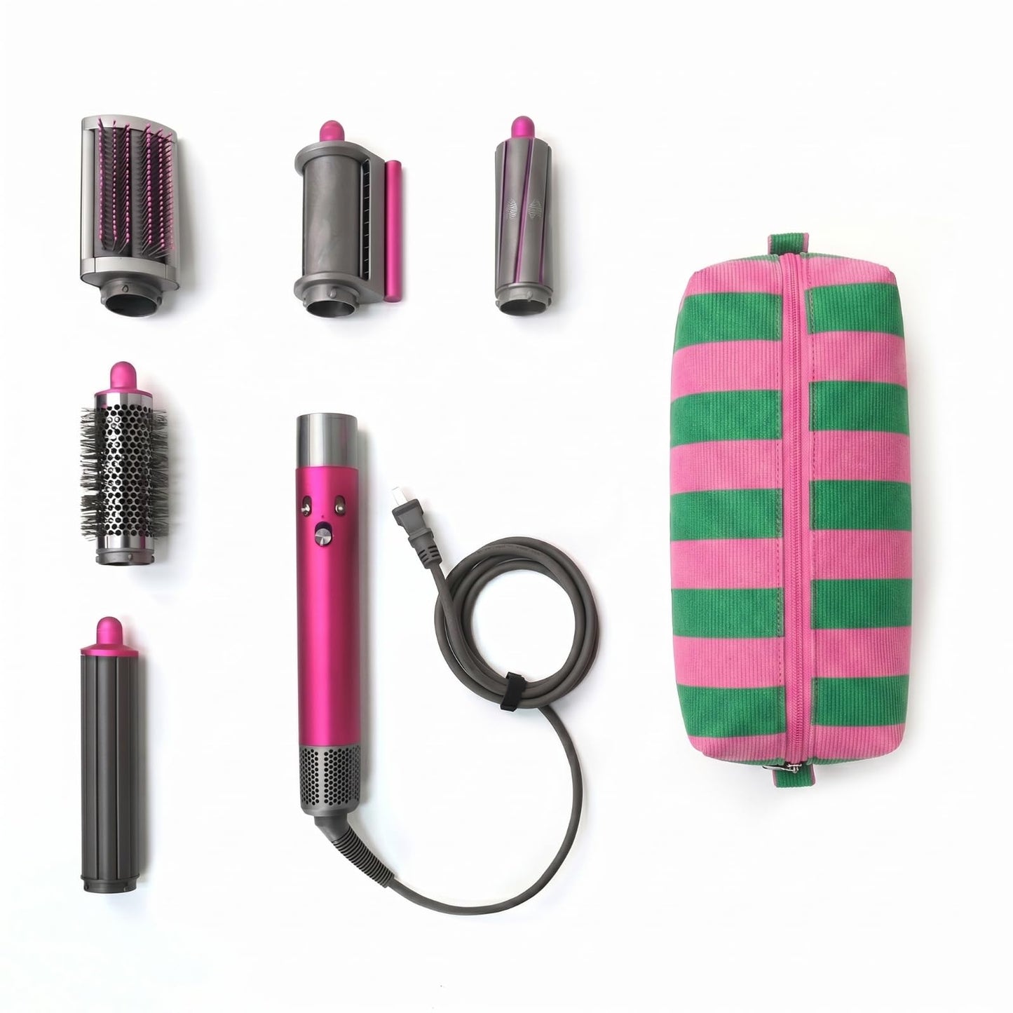 RSRSLEII Striped Hair Tools Travel Bag，Corduroy Hair Dryer Bag, Flat Iron Curling Iron Bag, Aesthetic Foldable Travel Organizer