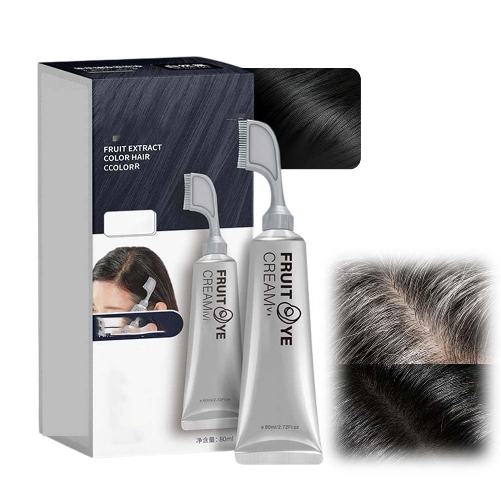 Hair Dye Cream Comb - No Bleach Hair Color for Women & Men | Easy Root Touch-Up for Gray Hair (Black)