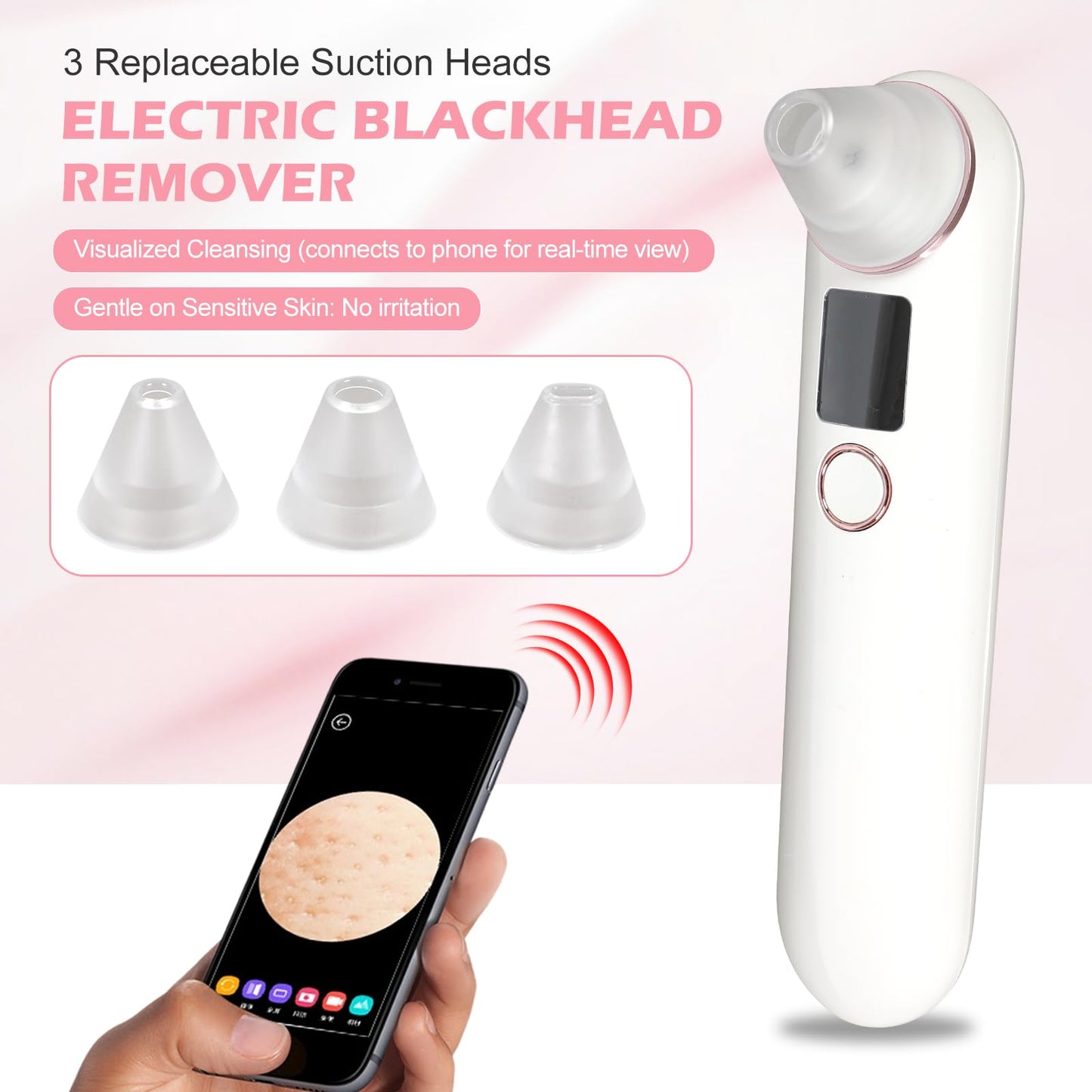 2026 Upgrade Pore Vacuum with Camera for, USB Rechargeable Blackhead Remover Pore Vacuum, Blackhead Remover for Face with 3 Attachments & 3 Suction Levels, Face Vacuum Pore Cleanser for Women & Men