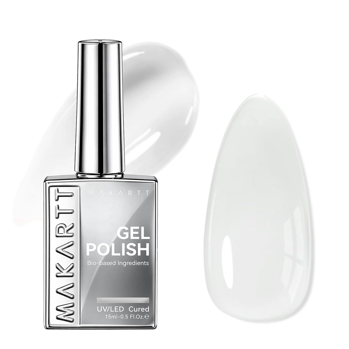 Milky White Gel Nail Polish - Hema-Free Neutral Jelly | 15ML Soak Off UV LED for DIY Home Manicure