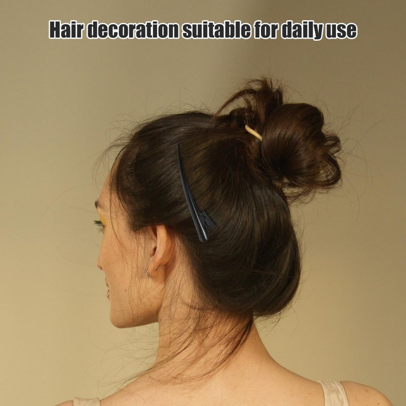 KALLORY Duckbill Hair Clips 3-Pack Metal Hair Clamps for Women and Girls 4.92 Inch Black Accessories for Secure Styling and Comfortable Curling