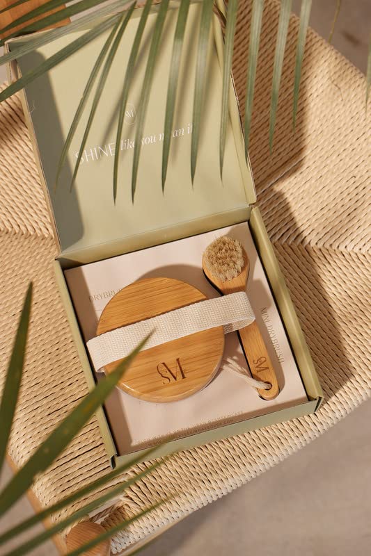 C.S.M. Natural Boar Bristle Dry Brushing Set for Body and Face Exfoliation