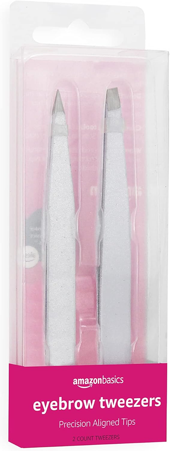 Precision Eyebrow Tweezers - Stainless Steel for Fine Hair Removal | 2 Pack
