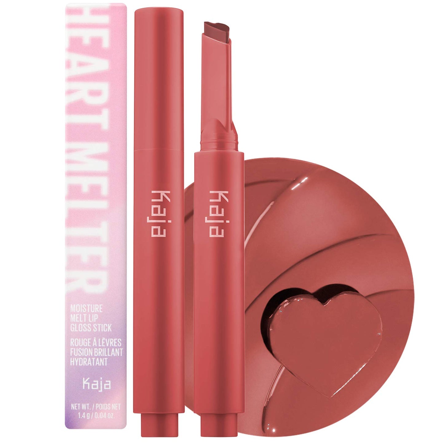 Kaja Lip Gloss - Heart Melter | High-shine, Glossy Finish, Soft Rosy Mauve, Moisturize, 03 Crazy 4U, 0.04 Oz