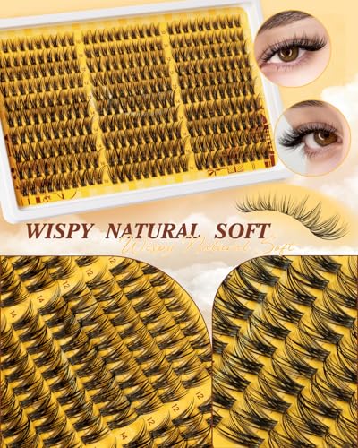 QUEWEL DIY Lash Cluster Kit with 300PCS Wispy Lashes, Bond and Seal