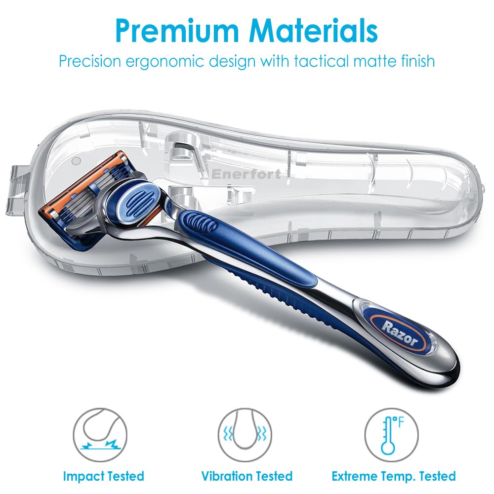 Enerfort Razor Case Compatible with Gillette Proglide Fusion Men's Razor, Manual Razor Travel Protector Case with Carrying Bag - Clear