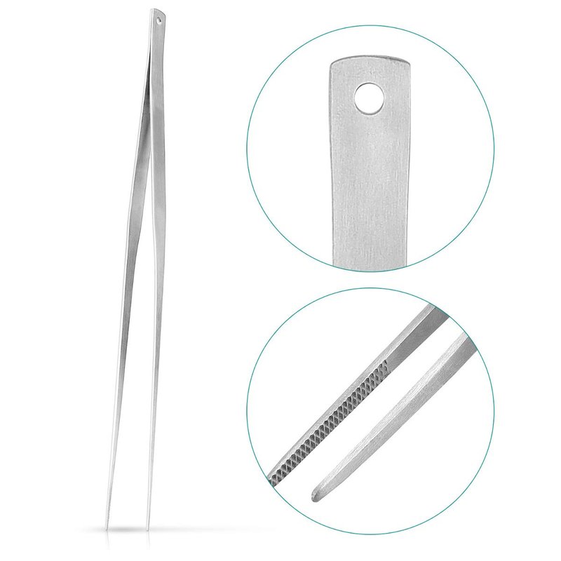 Navaris Stainless Steel Kitchen Tweezers - Precision Kitchen Tweezer Tongs Tool for Cooking or Aquarium - Extra Long Chef Tweezers - 15" / 40 cm