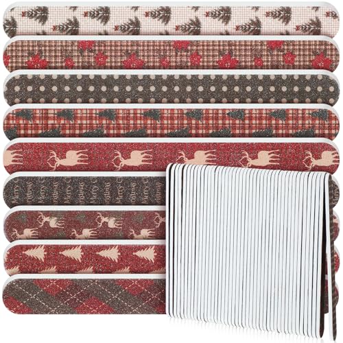 Lanties 45-Pack Christmas Nail Files, Double-Sided Holiday Emery Boards