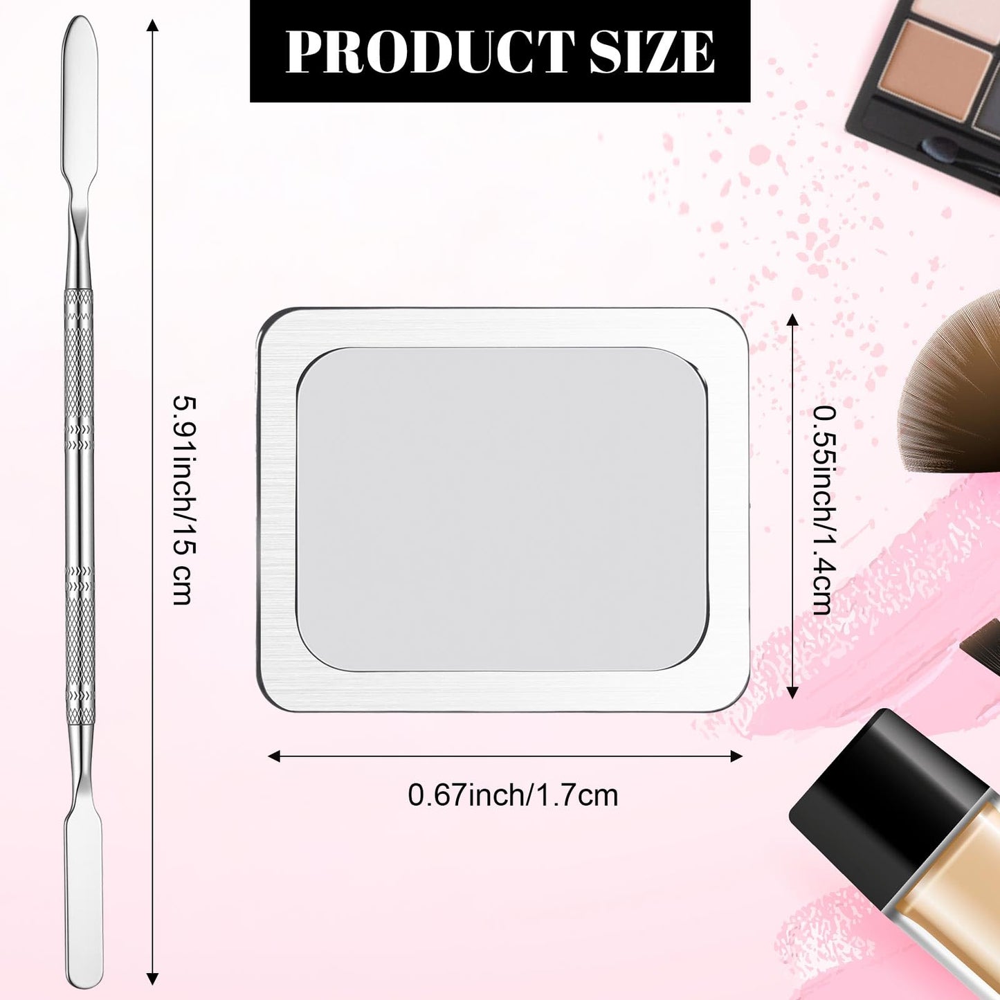 Sumind 101 Pack Metal Stickers for Eyeshadow Palette Set, Includes 1 Makeup Depotting Tool, Adhesive Empty Metal Makeup Colorful Palette Stickers(100 Pcs Square)