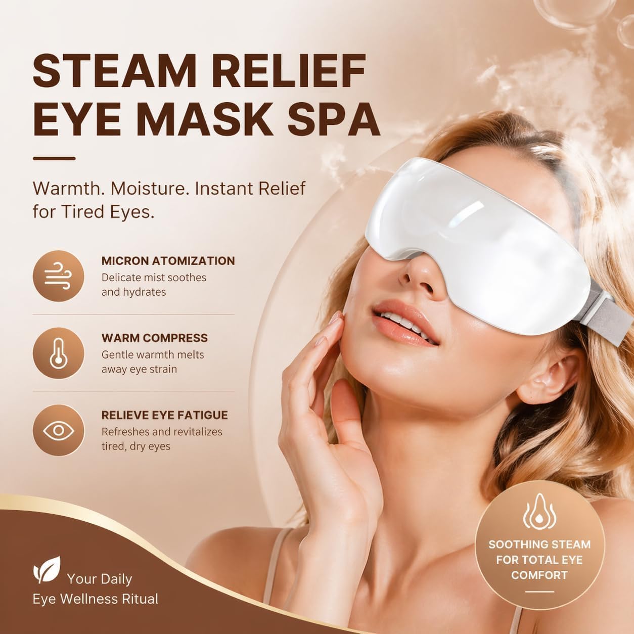 Steam Eye Therapy | Nano Mist Eye Steamer with 42°C Heat - Cordless Rechargeable Mask for Dry Eye Relief