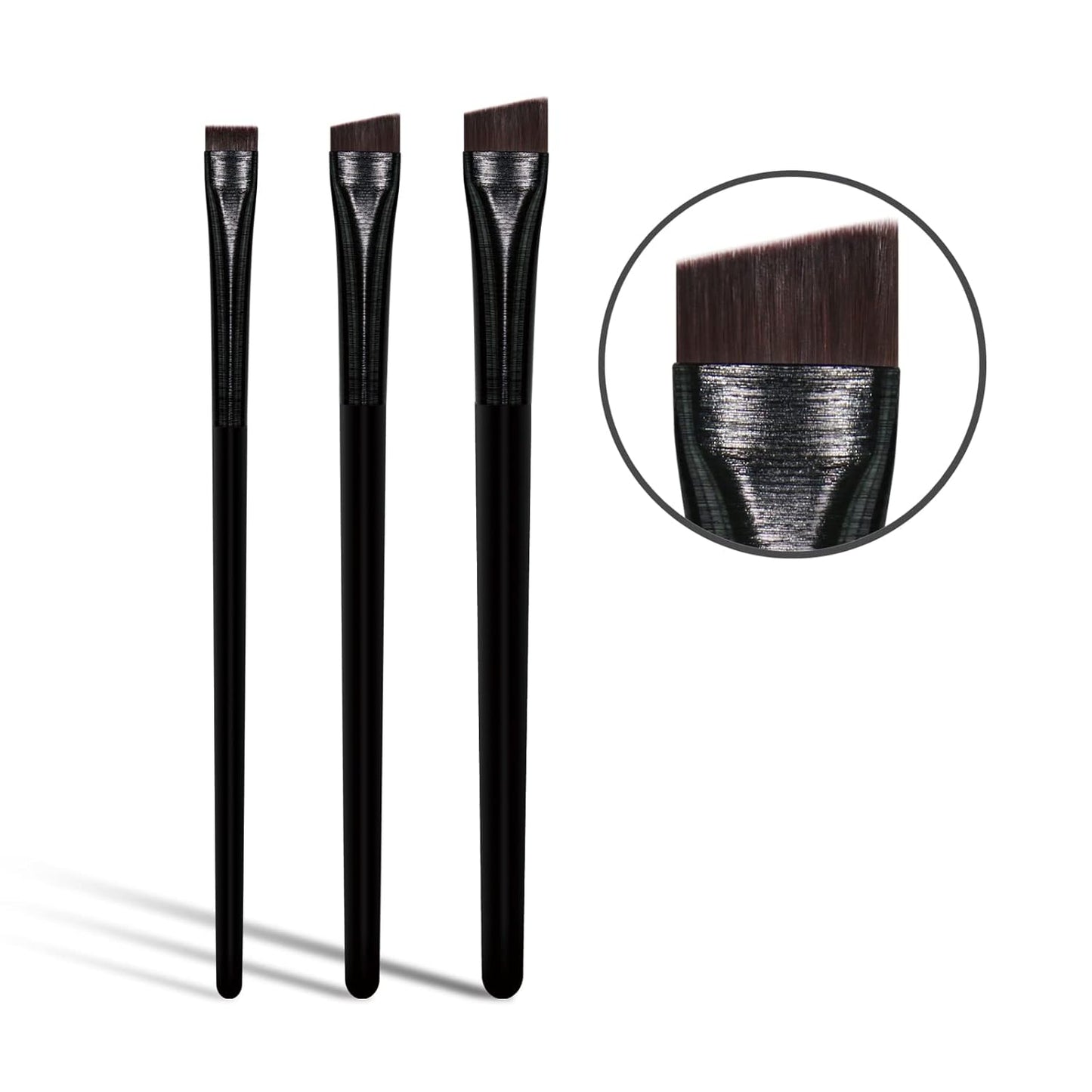 LIUDEX Eyeliner & Eyebrow Brush Set | Fine Angled, Slanted, Ultra-Thin Flat Makeup Brushes for Precision Gel & Brow Tinting with Soft Synthetic Hairs