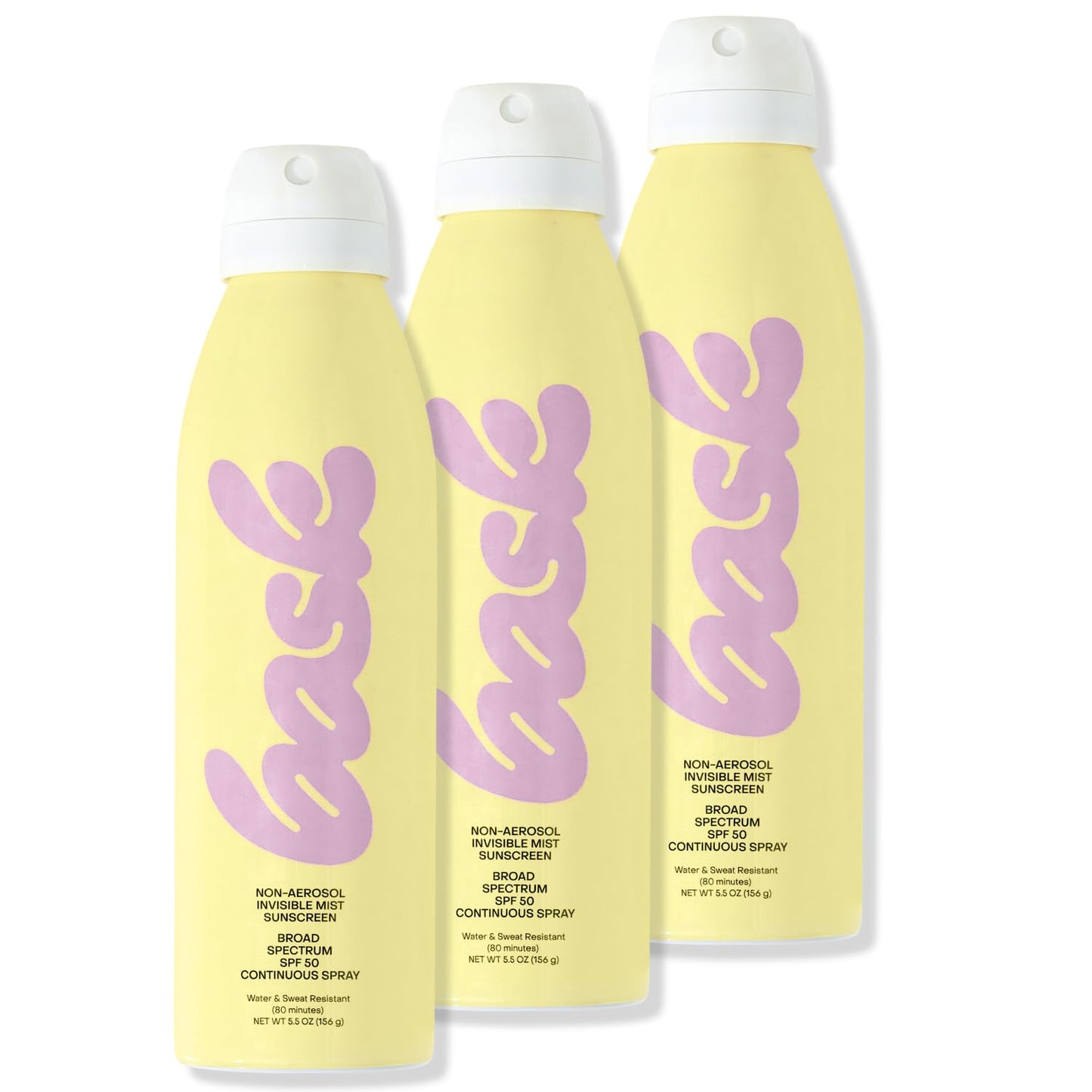 Bask SPF 50 Sunscreen Spray - Broad Spectrum UVA/UVB Protection, Moisturizing & Lightweight | 5.5 oz (Value Pack of 3)