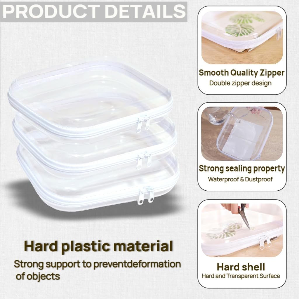 Clear Hard Plastic Zipper Case Set - Portable Travel Organizer for Makeup, Toys, Snacks | 3PCS