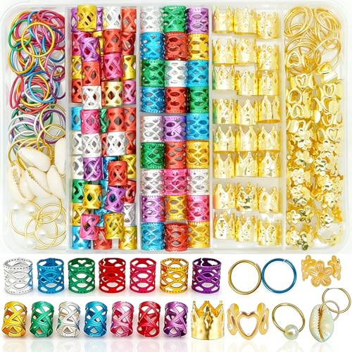 220 Pcs Gold & Colorful Hair Jewelry Set for Braids & Locs