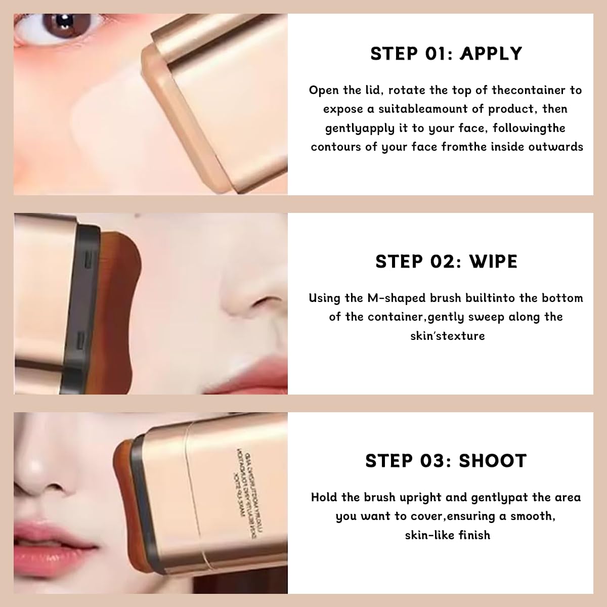 Hanae Korea Foundation Stick, Dual-Ended Concealer Foundation Stick with Brush, Luminous 3-in-1 Makeup Stick, Lightweight Full Coverage, Brightening & Long-Lasting, 2 Pack (Natural)