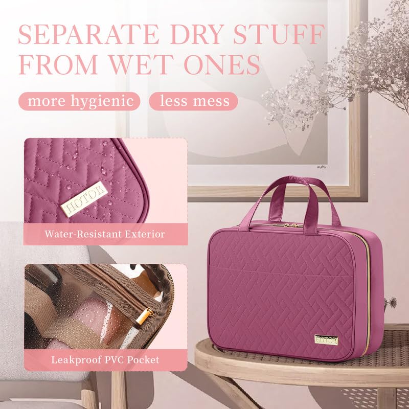 HOTOR Rosewood-Pink Hanging Travel Toiletry Bag for Women & Men, Medium