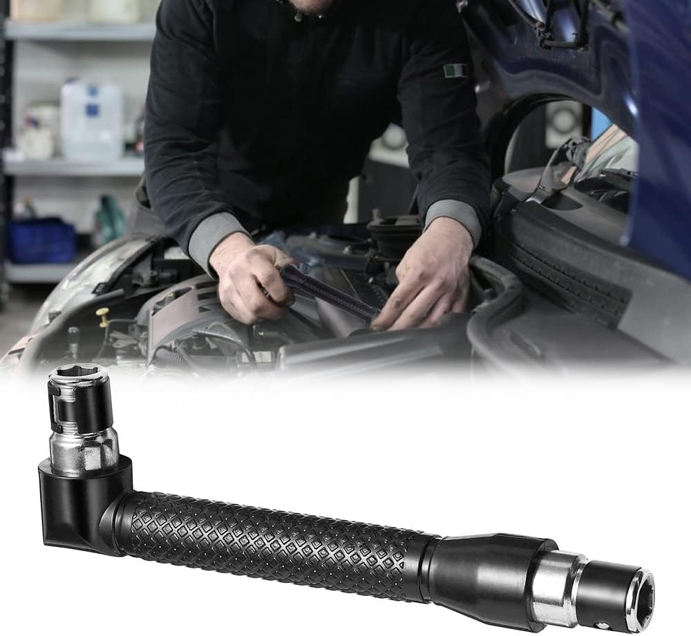 Stubby Drive Socket Wrench - 1/4 Inch Right Angle Screwdriver for Tight Spaces