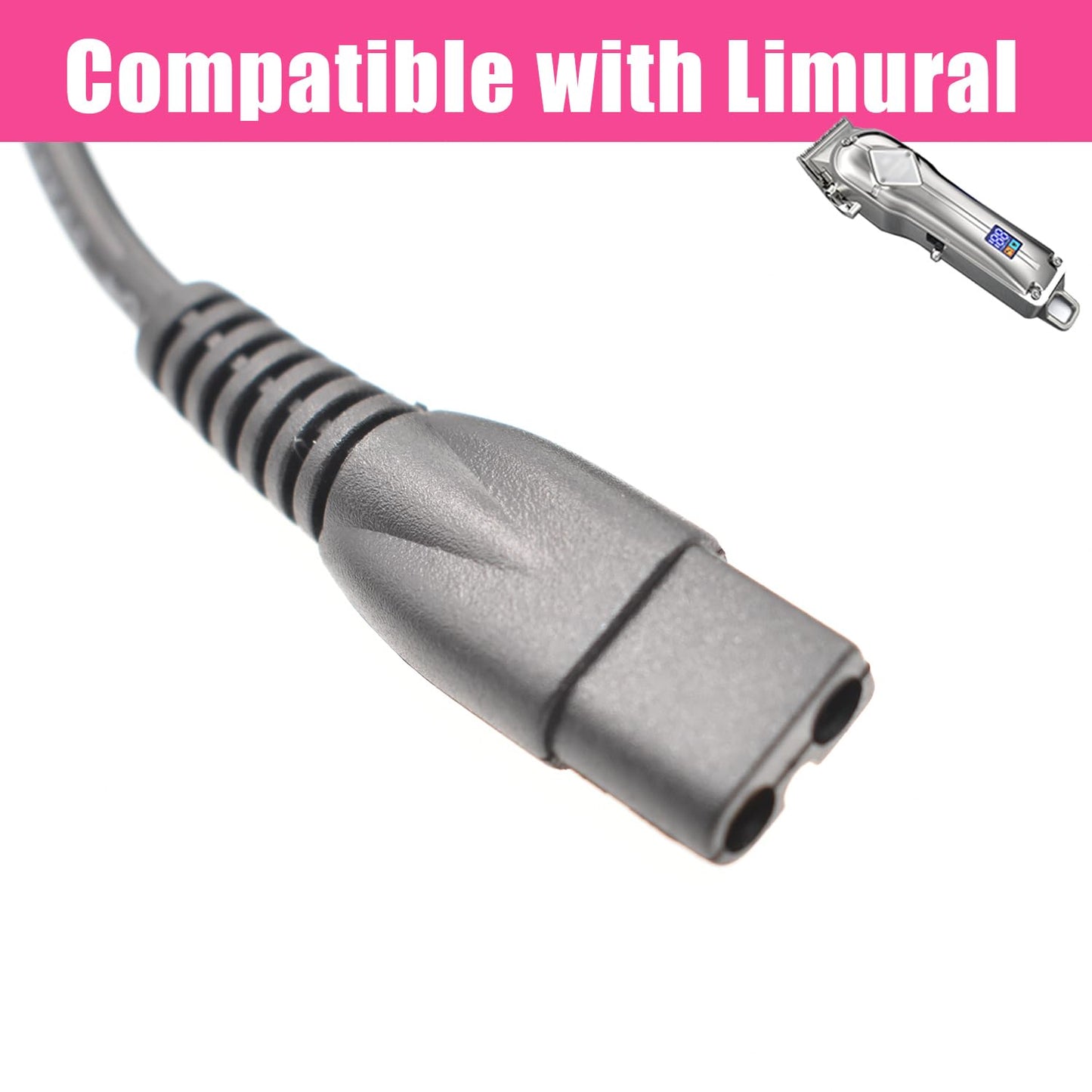 Pinkind Replacement Charger for Limural Hair Clippers, Trimmer Charger Cord Compatible with Limural Electric Shavers for Men, USB Charging Cable Power Cord Supply Adapter