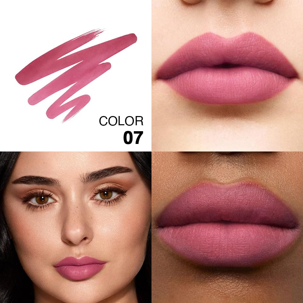 FeiCuiYun 2Pcs Peel Off Matte Liquid Lip Gloss Stain-Lip Liner, Wine Red+Brown Tattoo Peel Off Lip Stain, Long Lasting & Waterproof Lipstick Tattoo, Transfer-Proof Lip Gloss for All Skin Types, 07+08