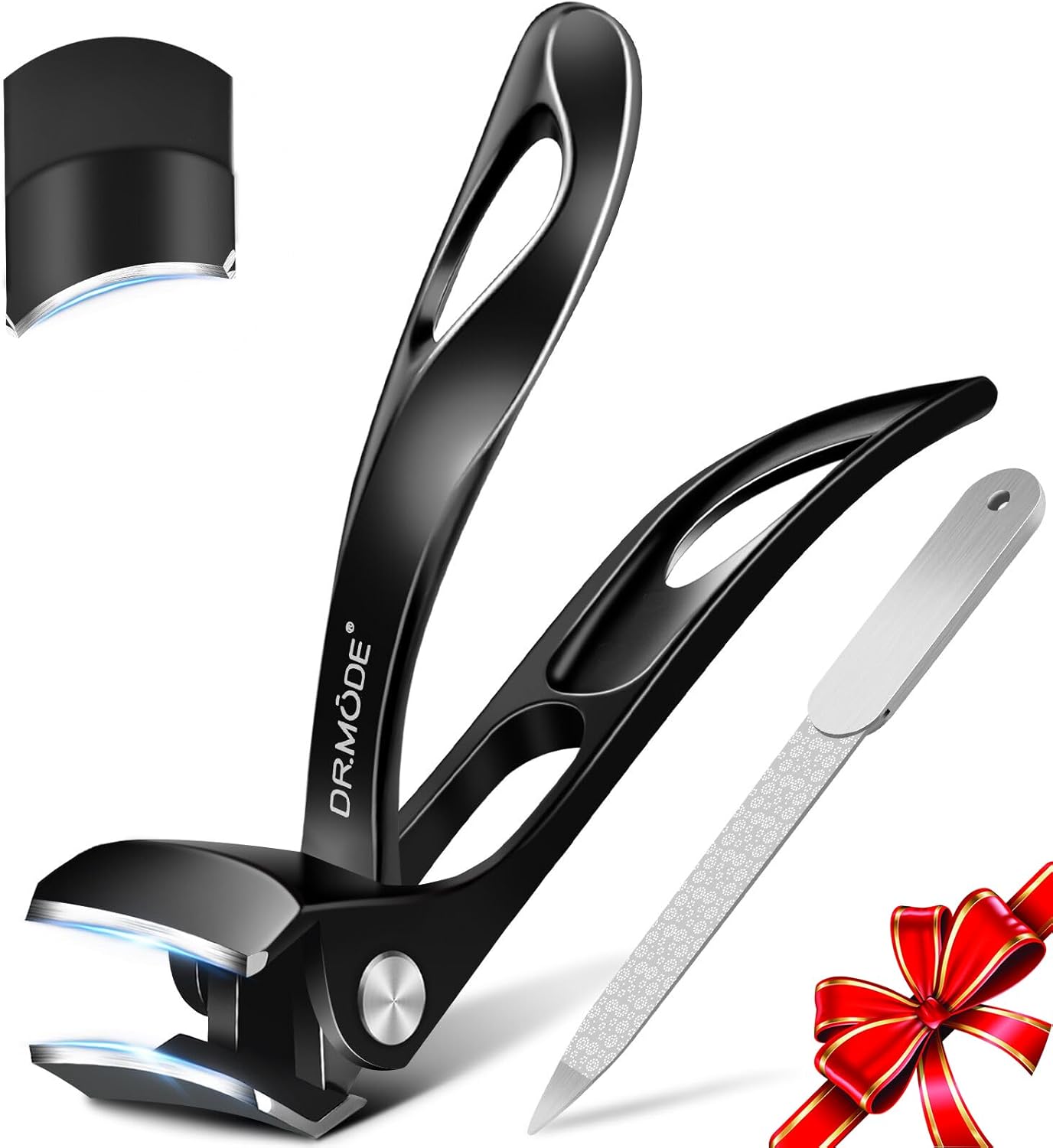 Toenail Clippers for Seniors - Heavy Duty Angled Head Large Nail Cutter with Wide Jaw Opening | Long Handle - Black