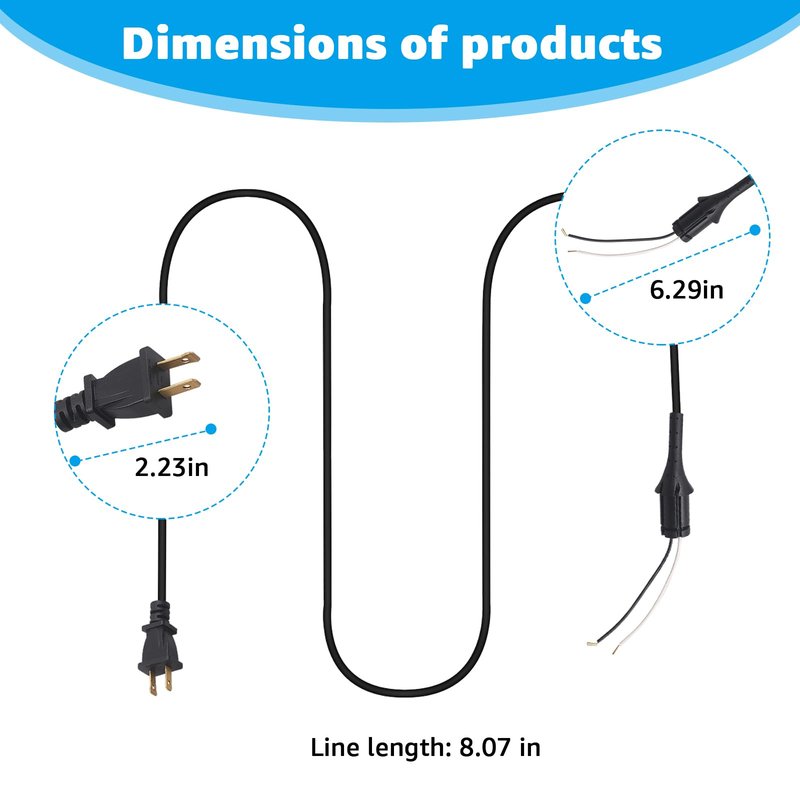 Replacement Power Cord for Andis Master Clipper- 2-Wire 8FT Professional Barber Cord for ML01557 Improved Master, ML01750 Phat Master, ML01690 Fade Master, ML01795 Black Master Clippers