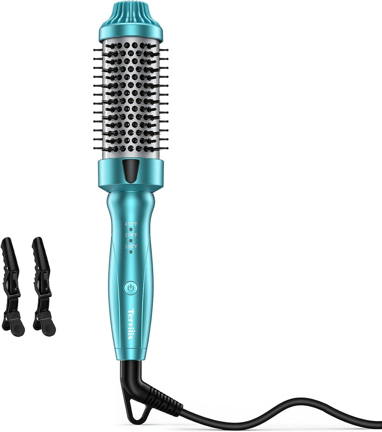 Terviiix Thermal Brush - Mini 1.5 Inch Ionic Heated Round Brush for Short to Medium Hair | Adjustable Temperature & Tourmaline Ceramic