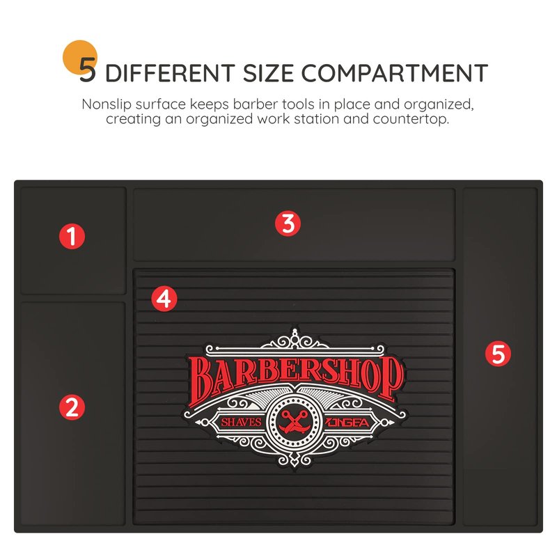 Black Barber Station Mat, Segbeauty 17.7×11.8 inch Barber Tool Mat, Flexible PVC Nonslip Material for Salon Styling Station Work Station Salon Tools Barber Shop Demand