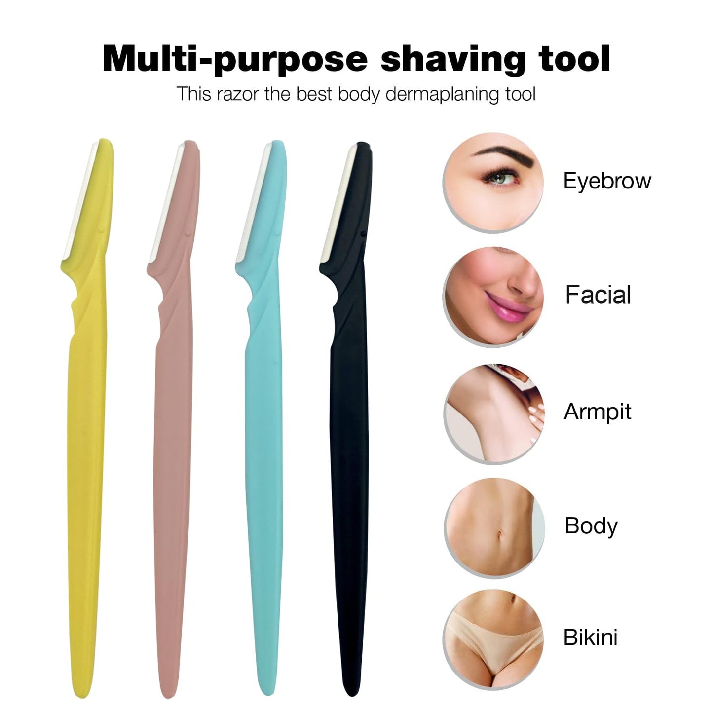 Eyebrow Razor for Women - 4 Pcs Dermaplane Facial Hair Trimmer | Multipurpose Shaper