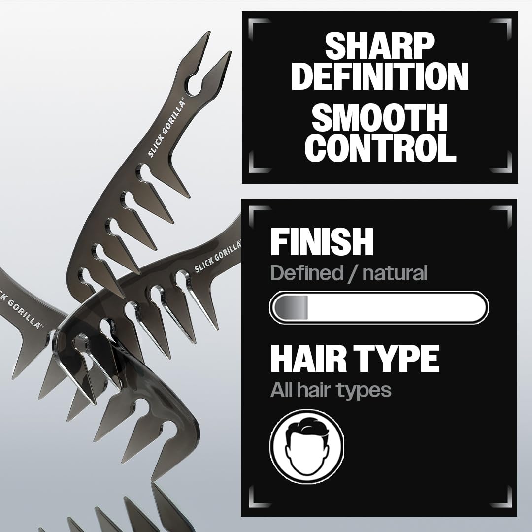 Slick Gorilla Texture Comb, Carbon Wide Tooth Comb for Men, Women, Men’s Hair Styling Products for Straight, Wavy, Curly Hair