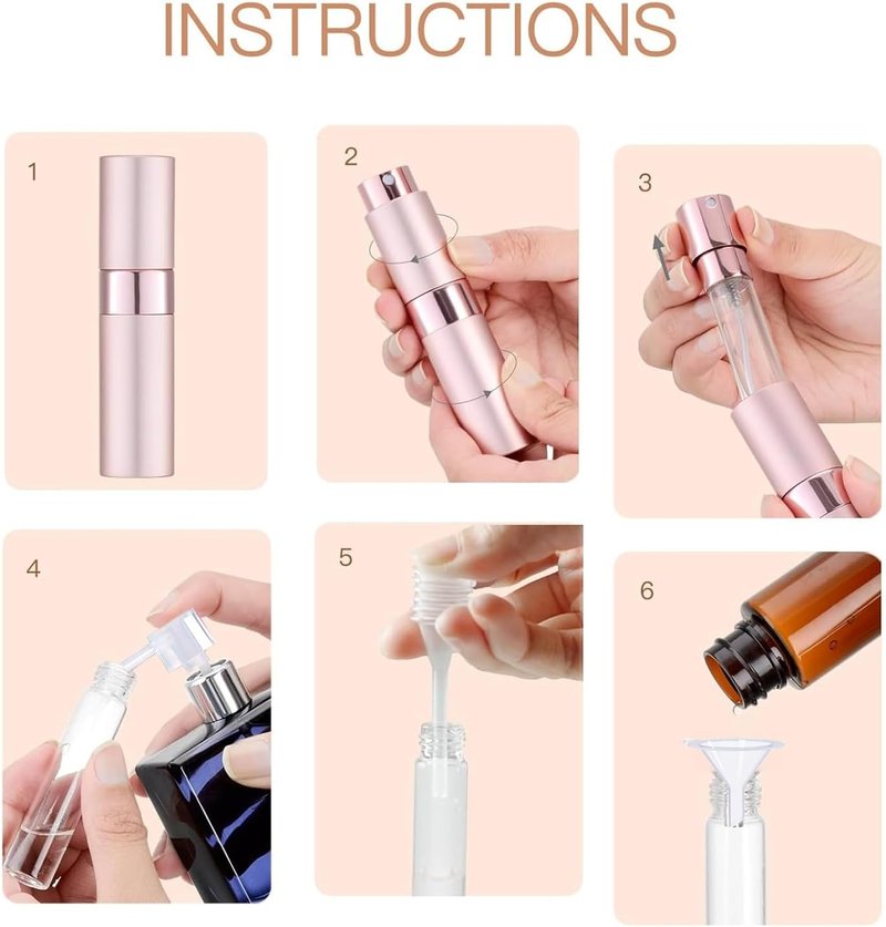 Refillable 8ML Travel Perfume Spray Bottle - Portable Fragrance Atomizer Set | 6pcs for Men & Women
