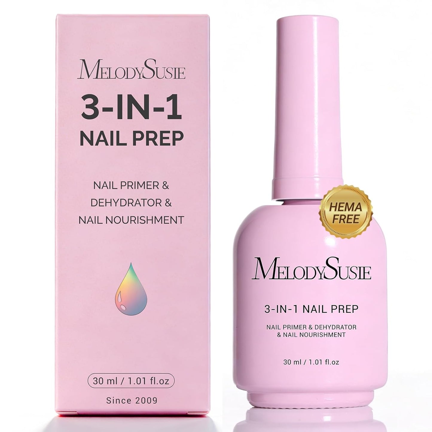 MelodySusie 30ML Nail Dehydrator & Primer | HEMA-Free, Acid-Free Nail Prep for Acrylic & Gel Nails