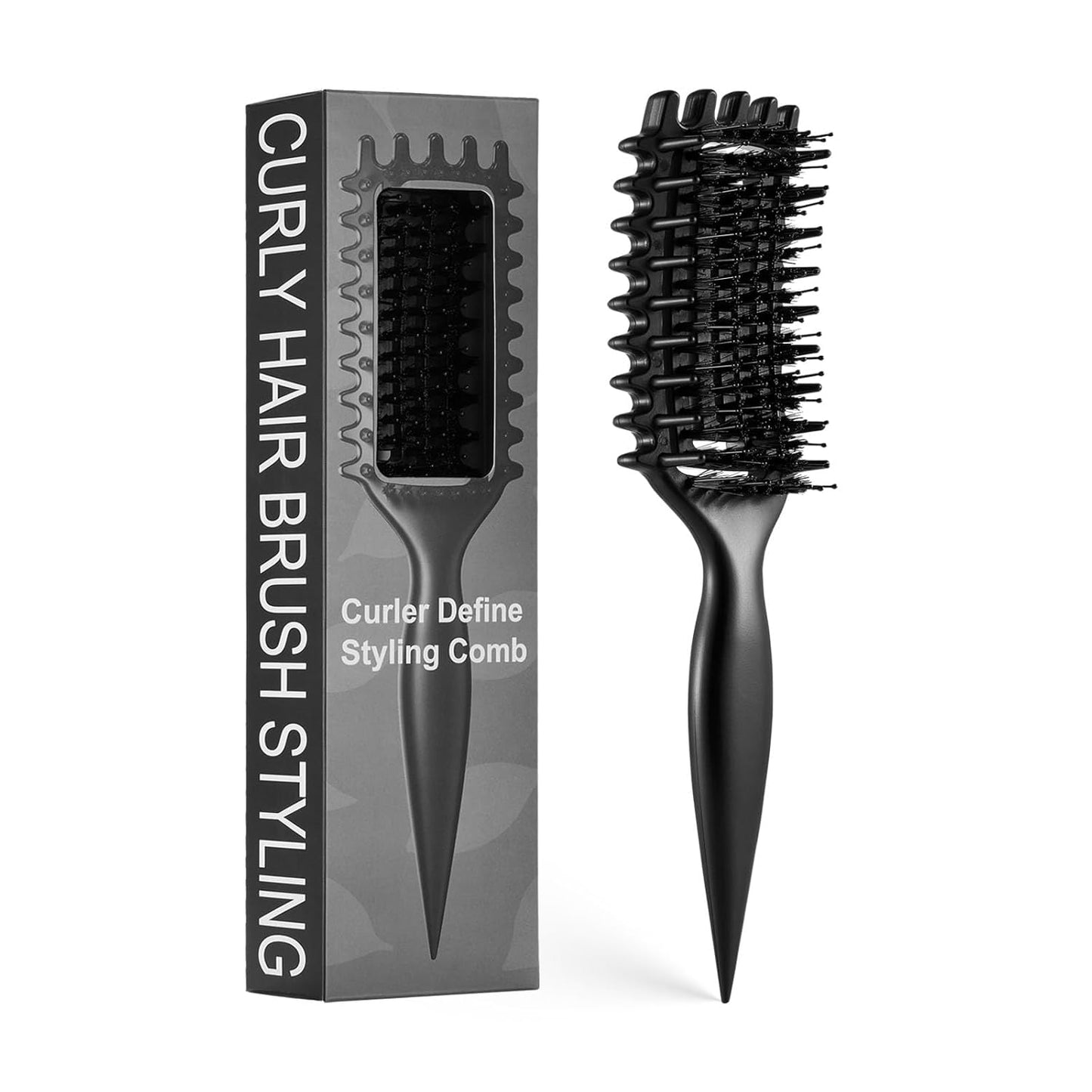 Curly Hair Brush - Candybrush Curl Defining Tool for Detangling & Shaping | Ideal for Wet & Dry Hair (Black)