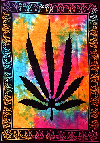 Bohemian Marijuana Leaf Tapestry - 54x60 Inches Cotton Wall Art