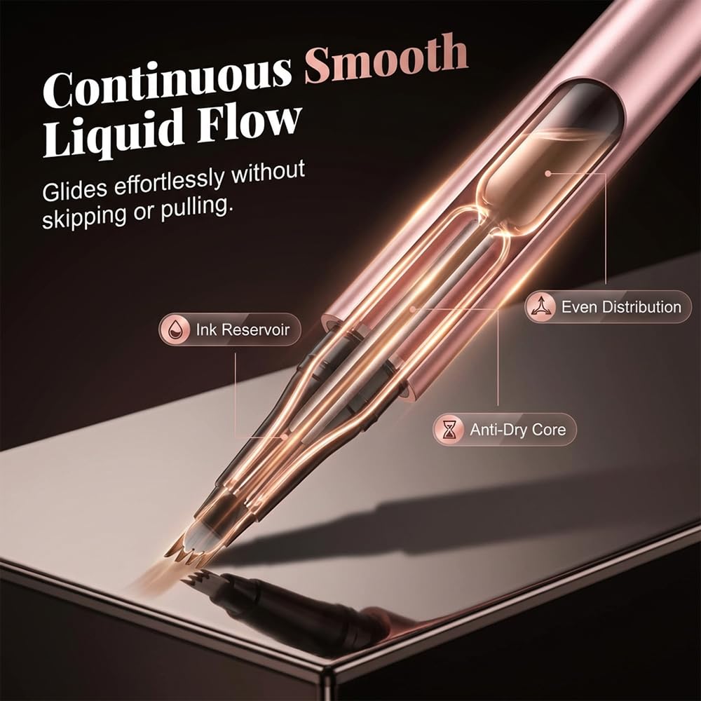 New Microblading Eyebrow Pen, Upgraded 4-Tip 3D Waterproof Eyebrow Pencil, Premium Eye Brow Pen Natural Magic Eyebrow Makeup Fine Stroke Contouring Pencil Long-Lasting Stay on All Day (Dark Brown)