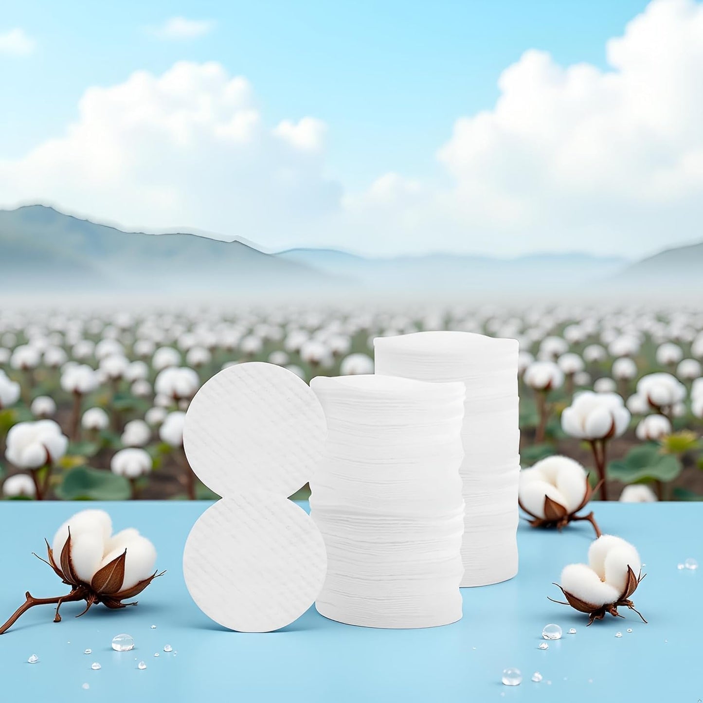 White Soft Facial Cleansing Pads - 100 Disposable Round Non-Woven Cotton Pads | 2.36 Inches for Makeup Removal & Skin Care