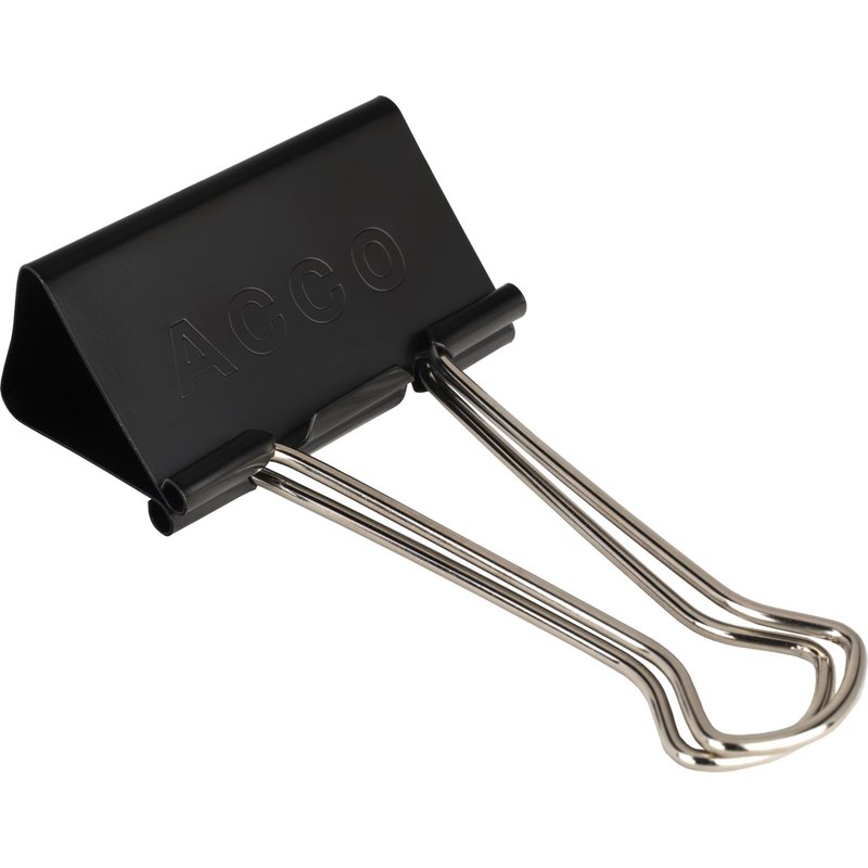 ACCO Brands Binder Clips, Large, 1 Box, 12 Clips/Box (72100)