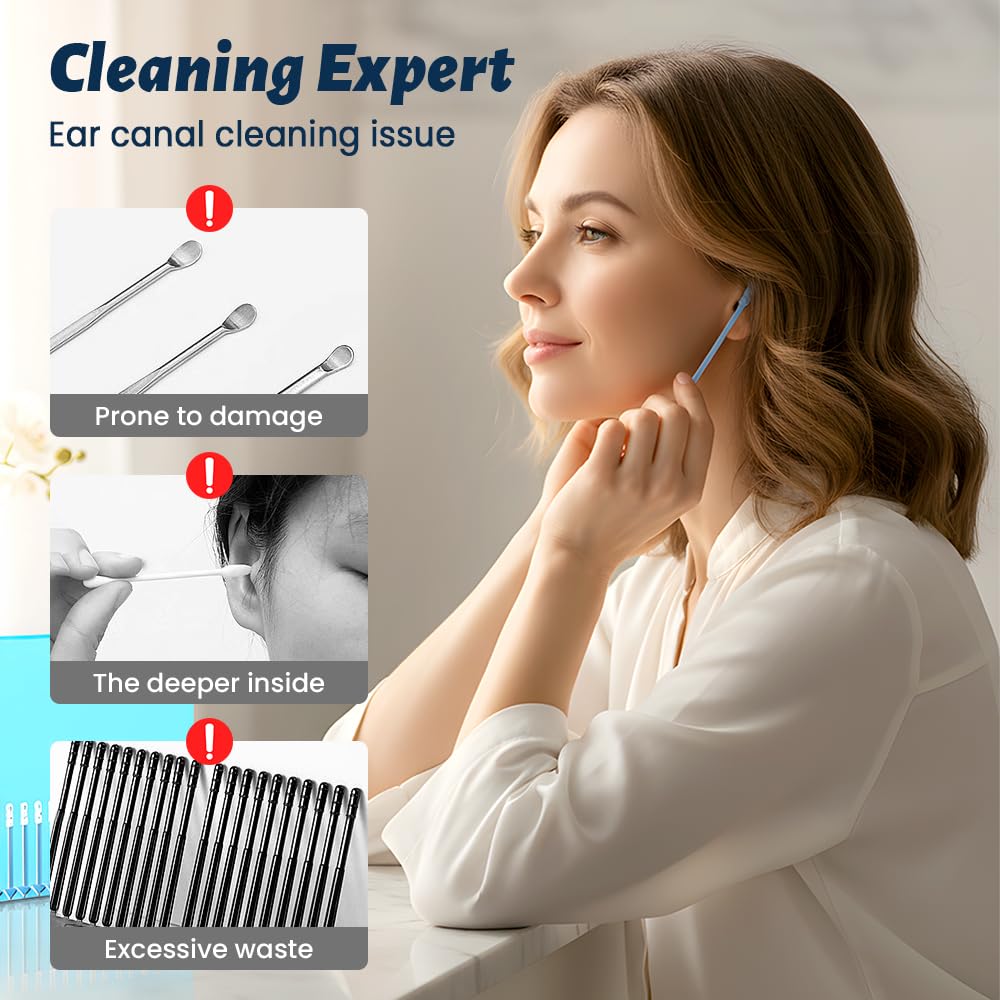 Earwax Removal Adhesive Swabs, Reusable Sticky Ear Cleaning Sticks with Soft Flexible Tip, Gentle Ear Care Tool for Adults, Ear Wax Removal Tool for Home Personal Hygiene (24 Pcs)