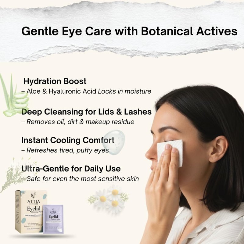 Micellar Eyelid Cleansing Wipes - Fragrance-Free Eye Care for Dry, Irritated Eyes | 30 Moisturizing Wipes