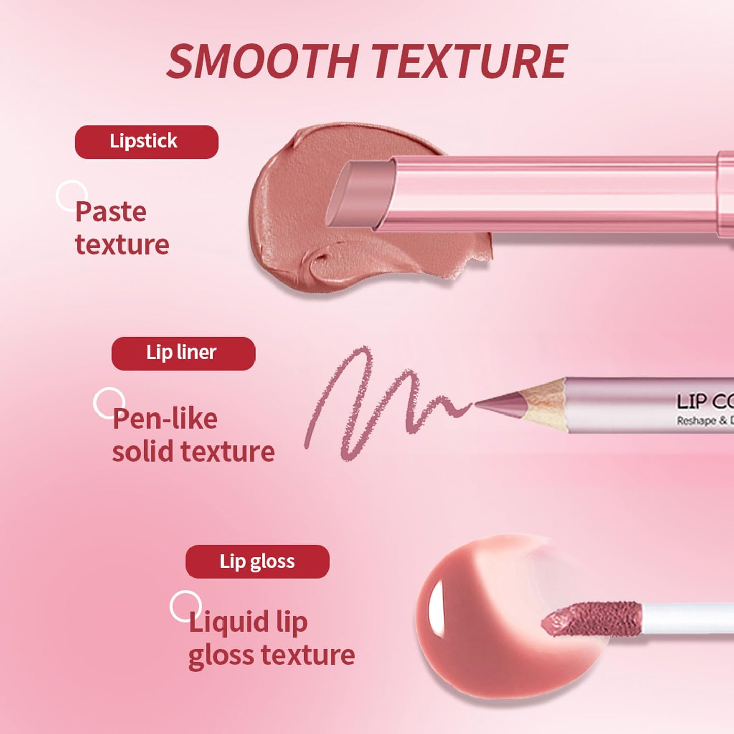 Bekoeen 3PCS Matte Liquid Lipstick Long Lasting Tinted Lip Balm & Lip Liner Set, Hydrating Lip Stain Non-Sticky, Lip Gloss for Women, Waterproof Lipstick Makeup