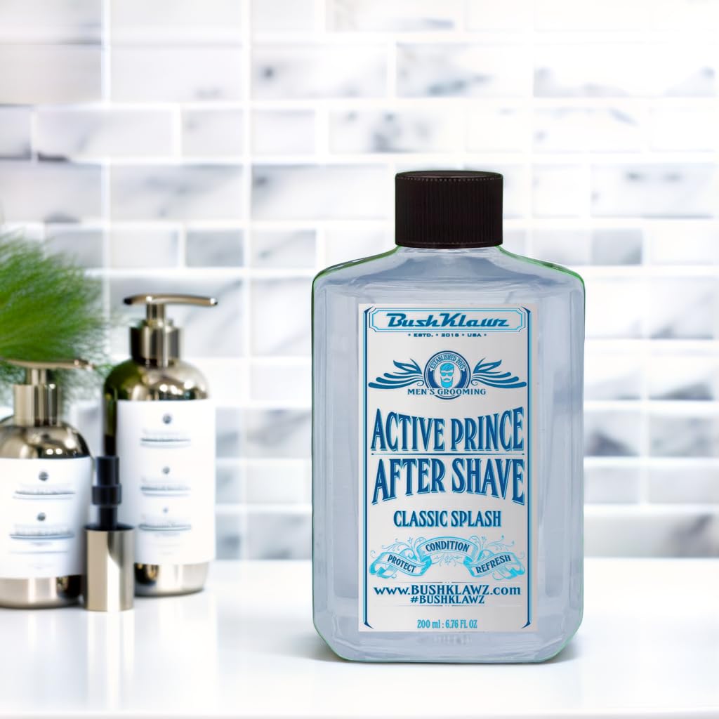 BushKlawz Classic Refreshing Cooling Soothing Barbershop After Shave Lotion Balm Toner Splash Active Prince Satisfy all Types of Viking Cannon Black Prime AfterShave Tonic Cologne