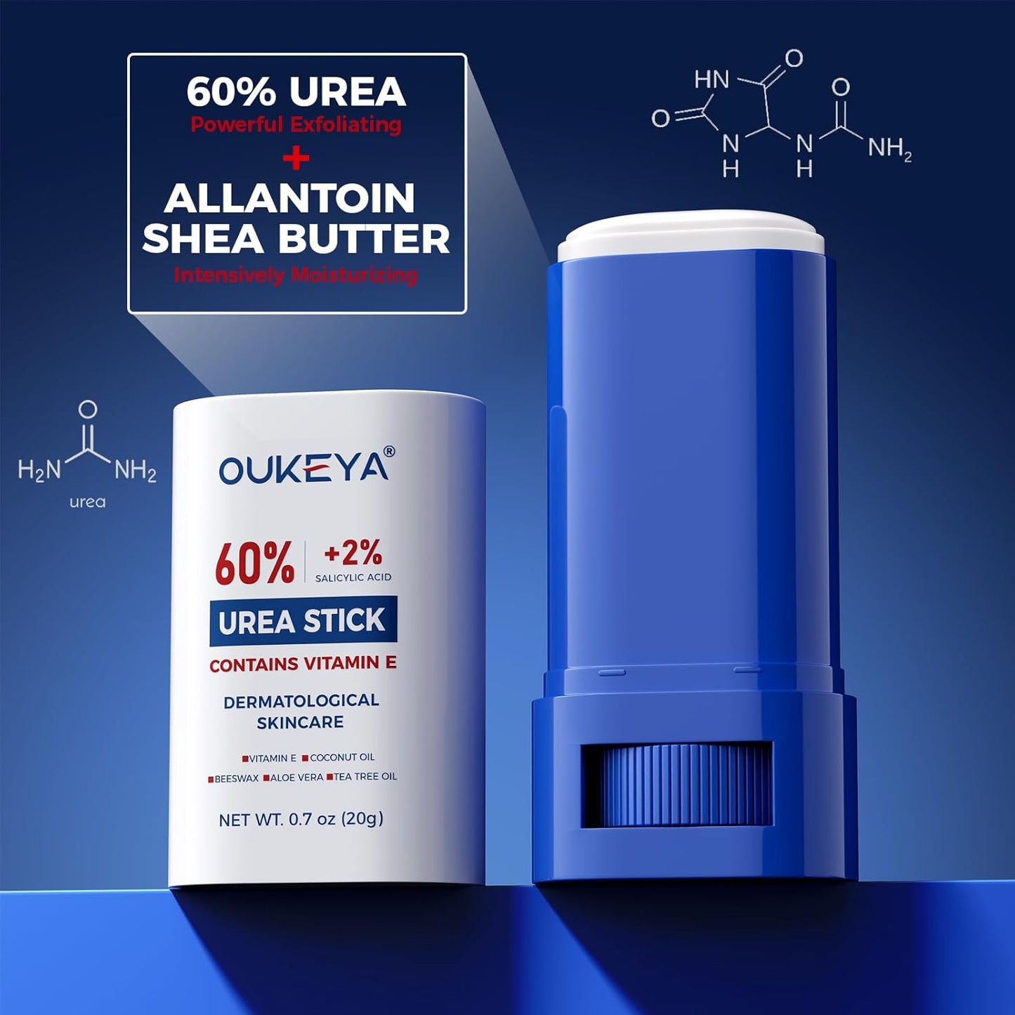 Urea Cream Stick 60% with 2% Salicylic Acid - Intensive Foot Cream for Dry, Cracked Heels | 0.7oz