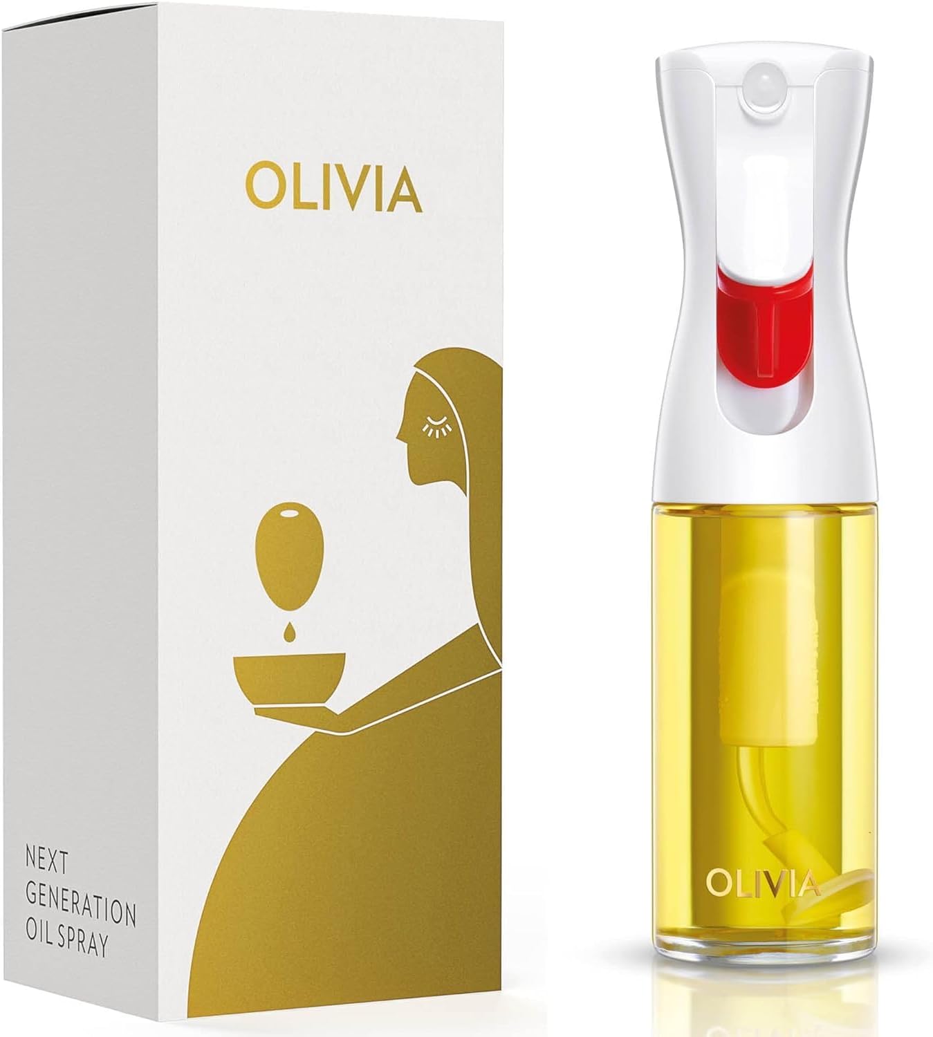 Advanced Kitchen Oil Sprayer - Flairosol Technology for Fine Mist & Portion Control | Refillable Glass Olive Oil Bottle, 130ml (Golden Leaves)