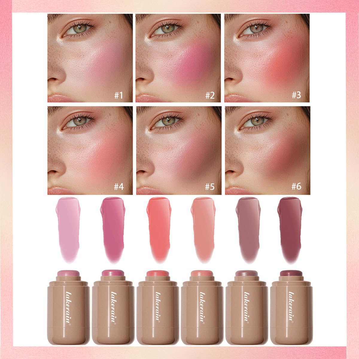 Cream Blush Stick - Natural Matte Finish Hydrating Makeup | #6 Bronze Glow, Lightweight & Blendable