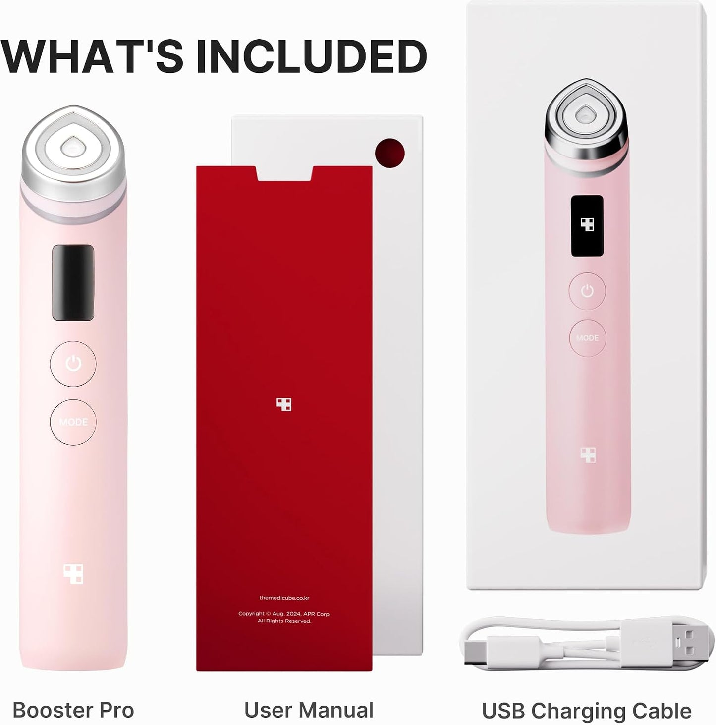 Medicube Booster Pro - 6-in-1 Real Glass Glow Beauty Massager for Clear, Radiant Skin | Pink