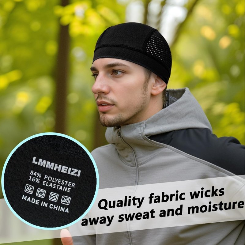 Summer Skull Cap Helmet Liner - Breathable Cooling Beanie for Men & Women | 2-Pack