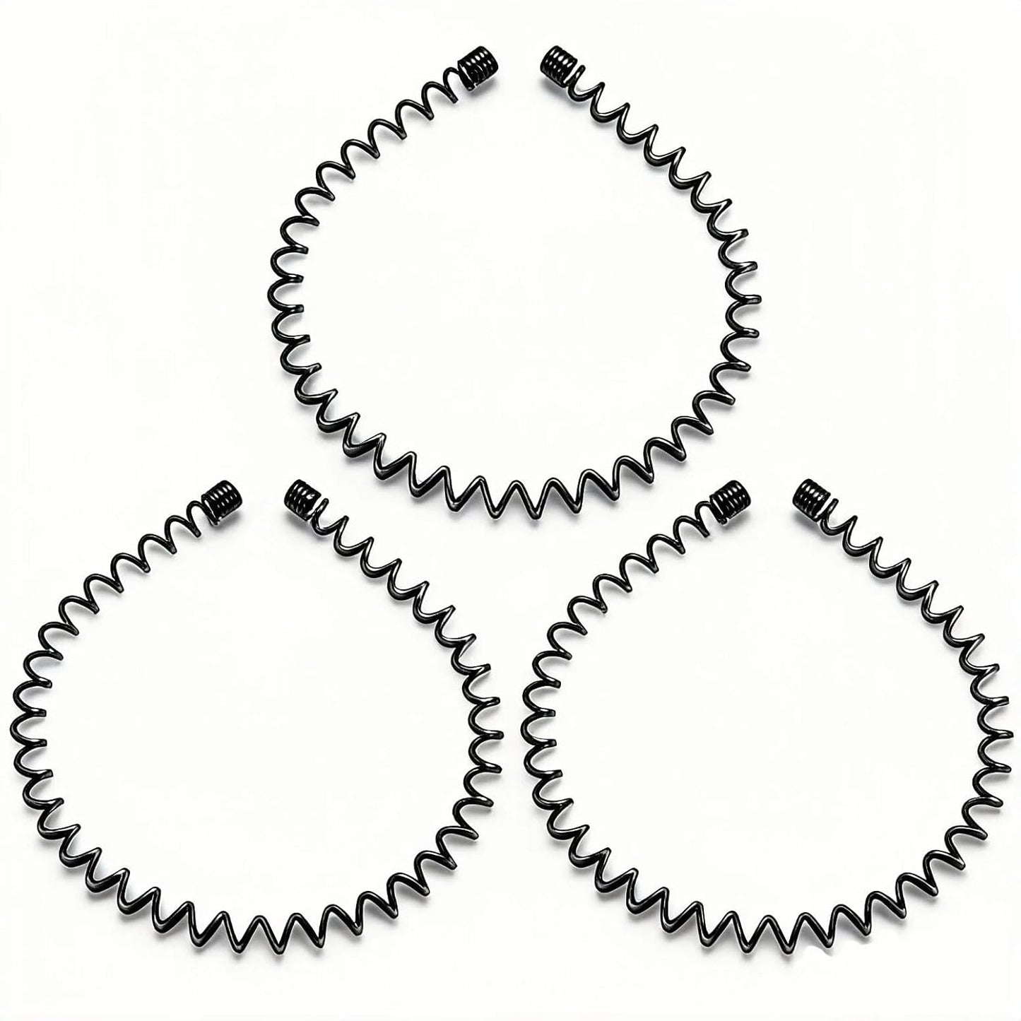 Adjustable Metal Headbands for Men & Women - Non-Slip Zigzag Design | 3 Pack Black Sports Hairbands for Running & Workouts